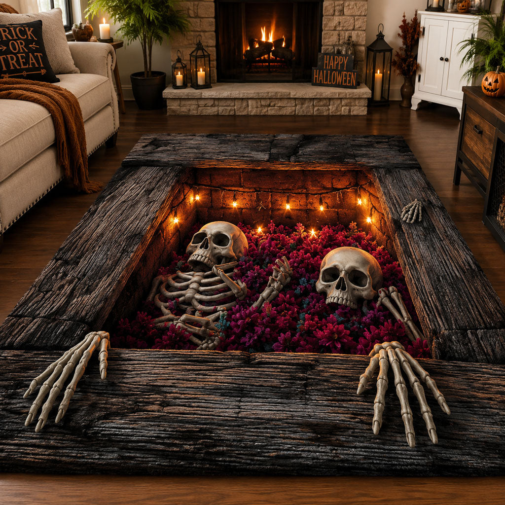 Crypt Escape area rug in a living room