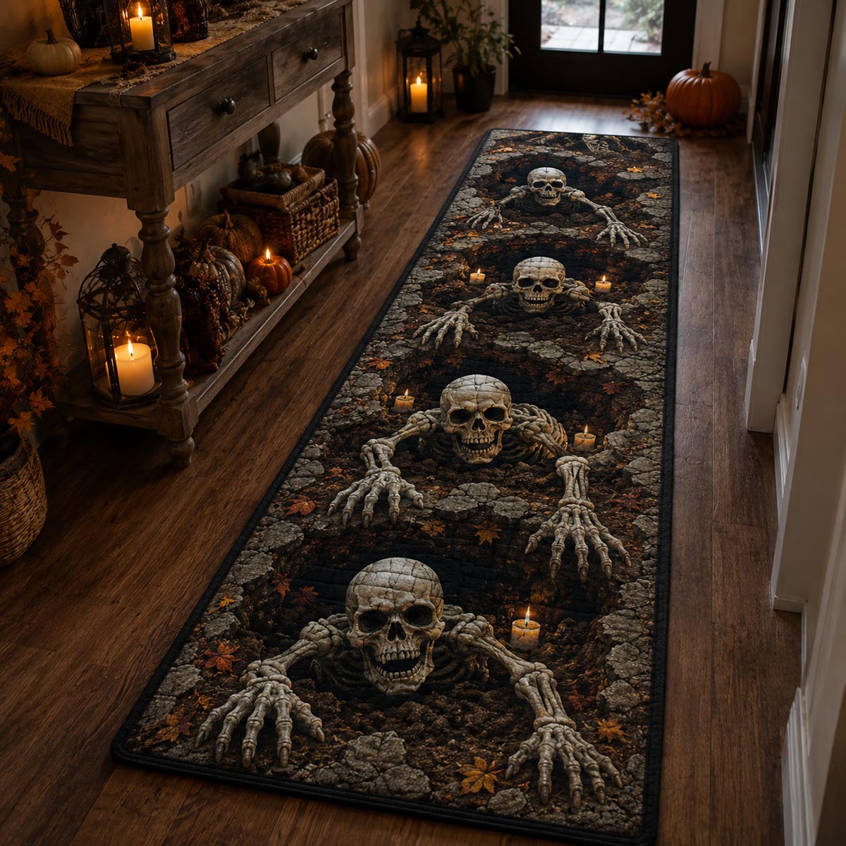 Crypt Horror Runner Rug - Nature Design | Serene Runner Rug (Design 1) - washable non-slip printed rug