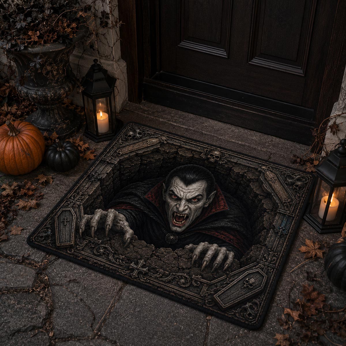 Crypt Vampire Doormat - Nature Design | Printed Welcome Doormat - washable non-slip printed rug