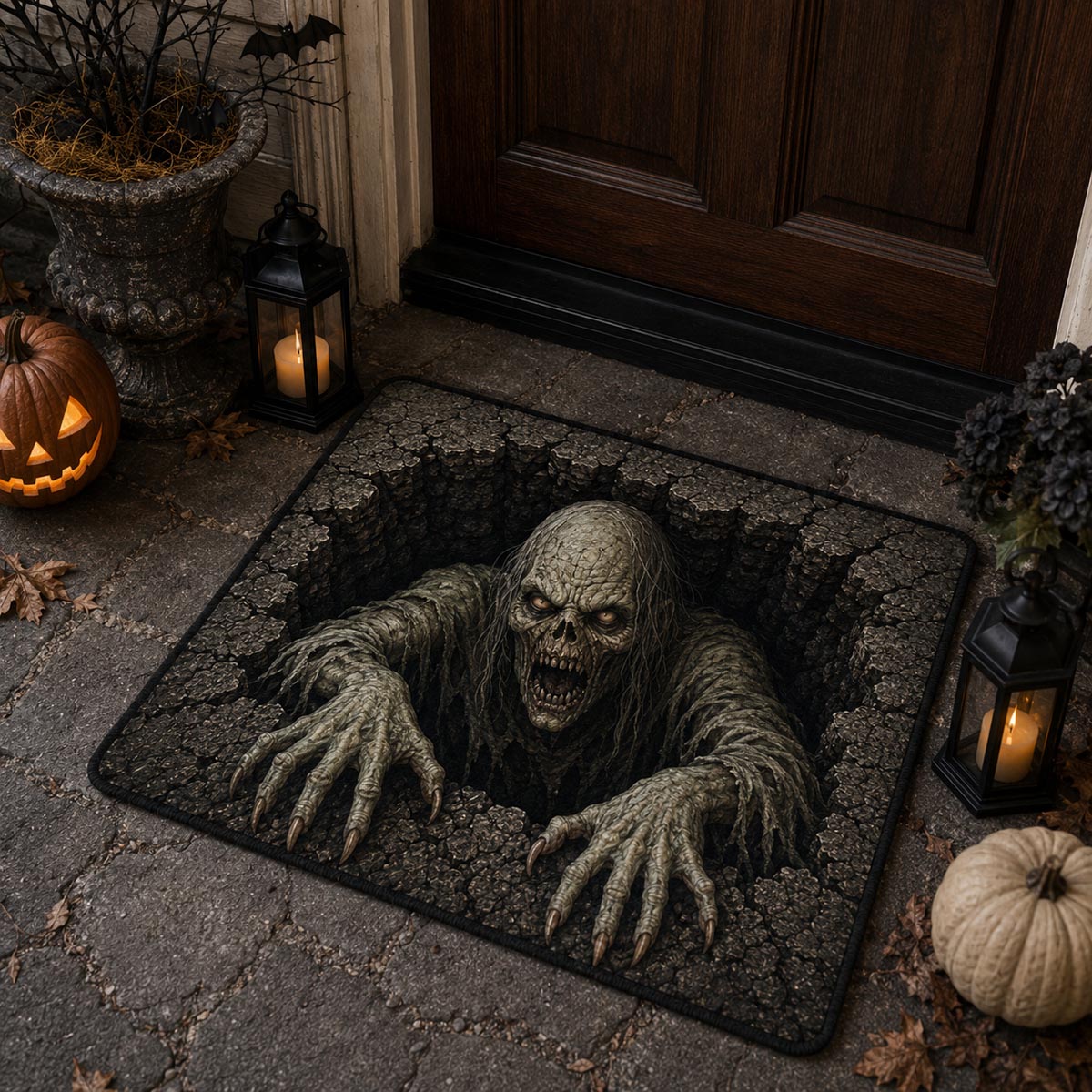 Crypt Zombie Doormat - Nature Design | Printed Welcome Doormat - washable non-slip printed rug