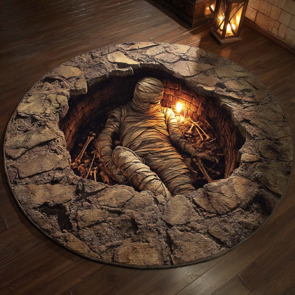 Crypt of the Mummy Round Mat Rug - Nature Design | Serene Home Decor
