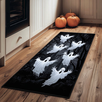 Cryptic Ghost Halloween Runner Rug - Non-Slip Washable Long Carpet Runner for Hallway & Kitchen