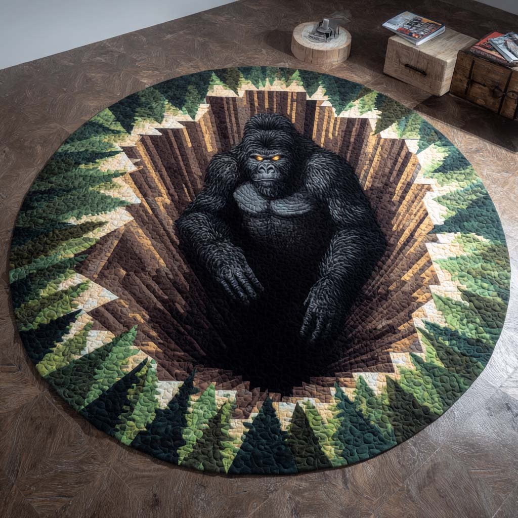 Cryptid Grin Round Mat Rug - washable non-slip printed rug
