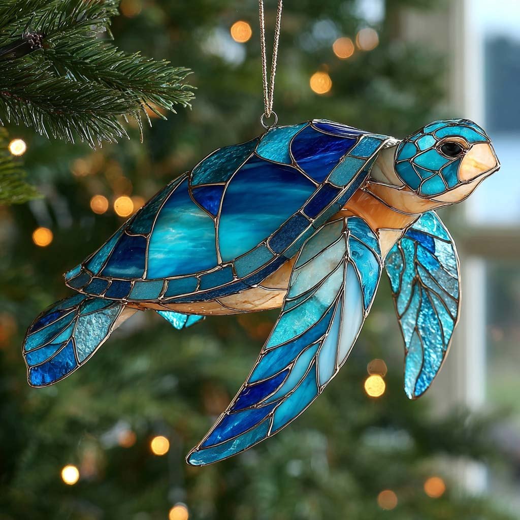 Crystal Reef Turtle Christmas Ornament