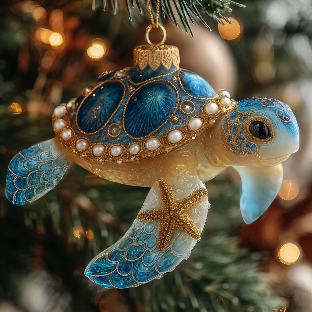 Crystal Turtle Christmas Ornament