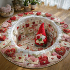 Cupid Letter Gnome Round Mat Rug - washable non-slip printed rug