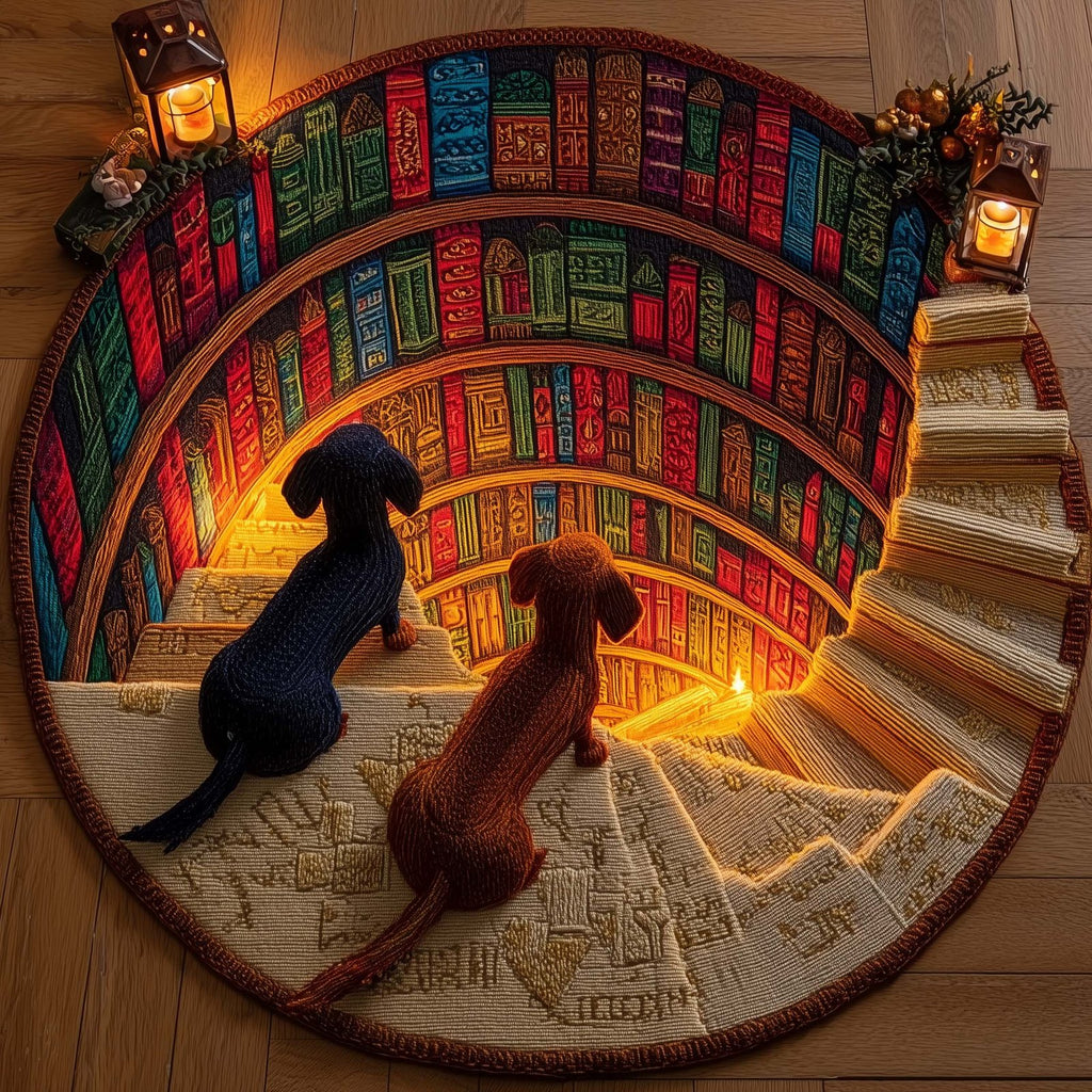 Curious Dachshund Round Mat Rug - Nature Design | Serene Home Decor