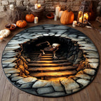 Cursed Dungeon Round Mat Rug - washable non-slip printed rug