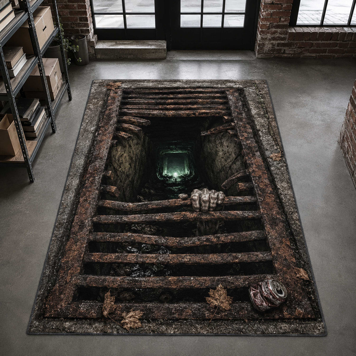 Cursed Hollow area rug in a living room