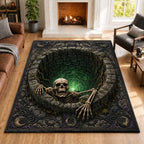 Cursed Moss Well area rug in a living room