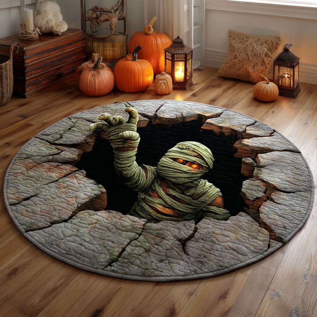 Cursed Mummy Round Mat Rug - washable non-slip printed rug