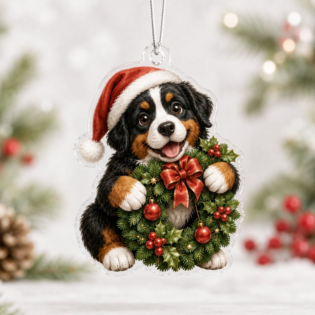 Cute Bernese Mountain Dog Christmas Ornament