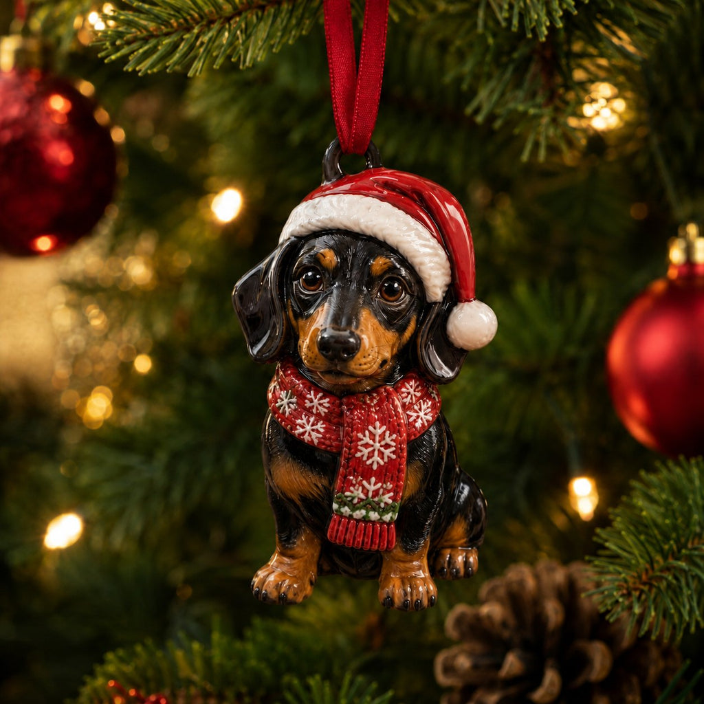 Cute Dachshund Christmas Ornament