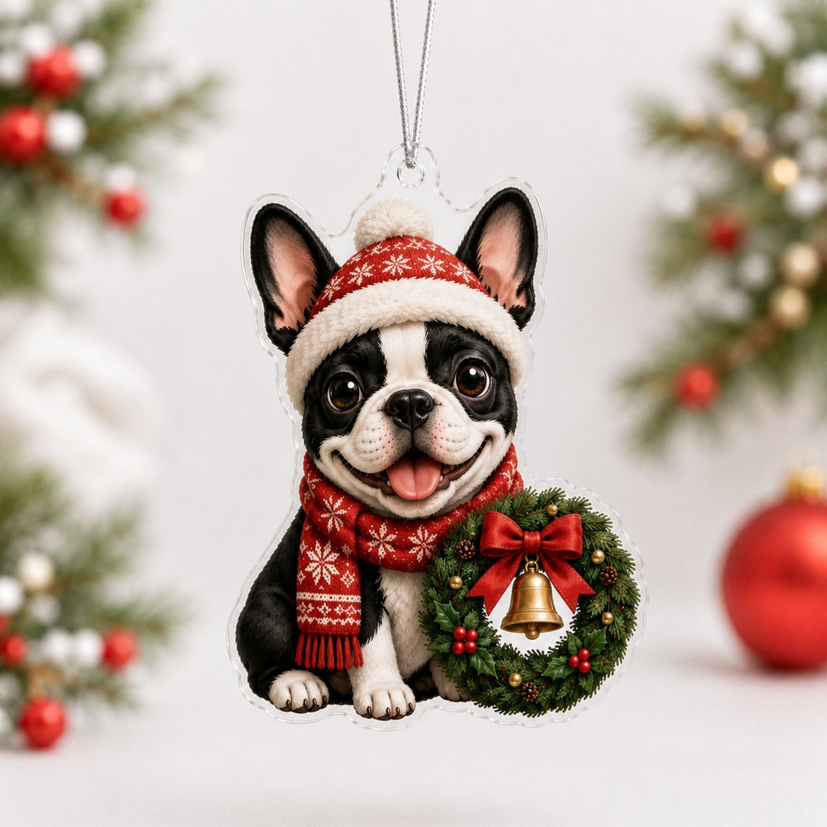 Cute French Bulldog Christmas Ornament