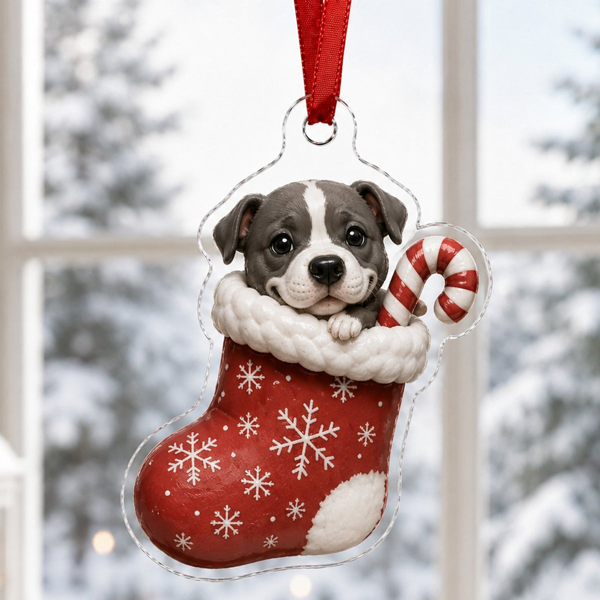 Cute Pitbull Adorable Christmas Ornament