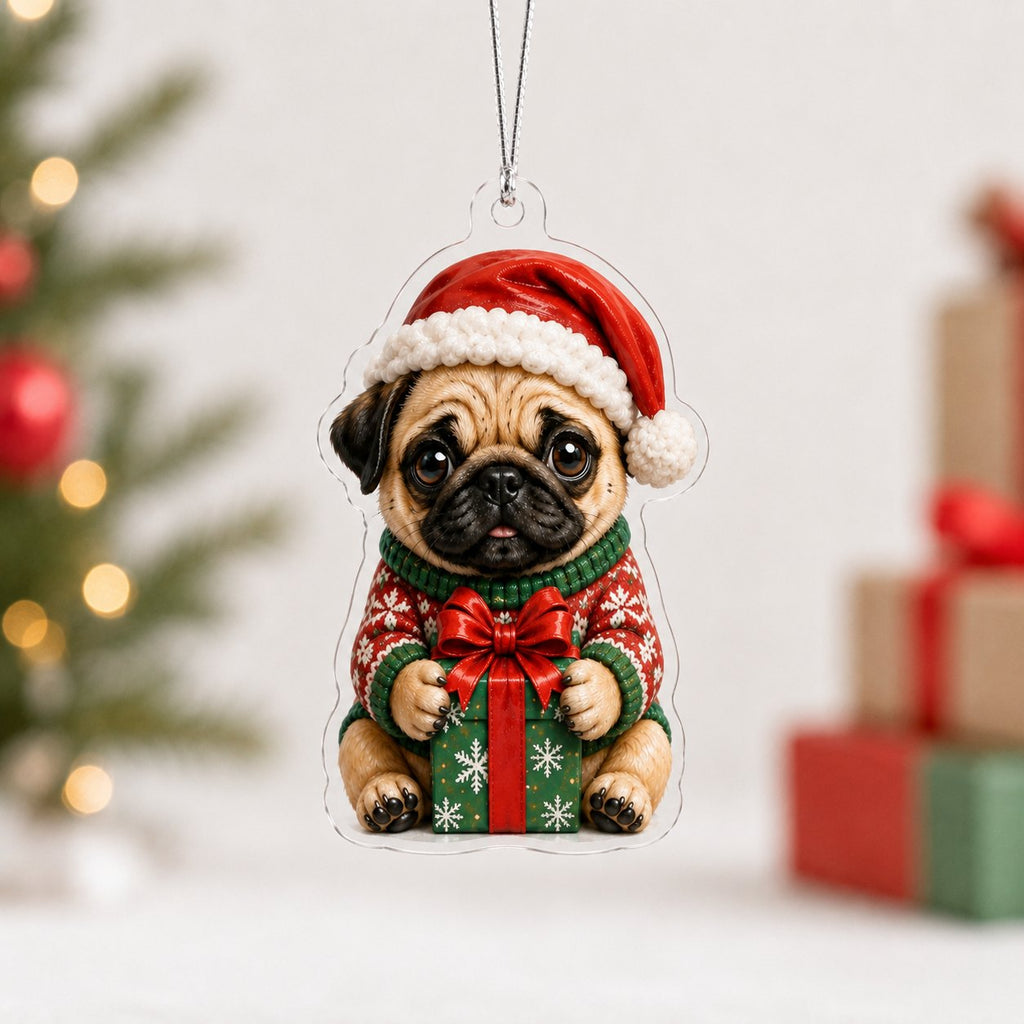 Pug in a Christmas Sweater Christmas Ornament