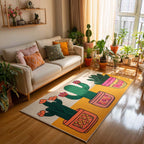 Cute Cactus area rug in a living room
