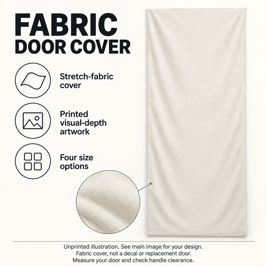 Fabric Door Cover features guide: unprinted illustration; see main image for purchased design