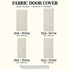 Fabric Door Cover sizes guide: unprinted illustration; see main image for purchased design