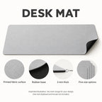 Desk Mat features guide: unprinted illustration; see main image for purchased design