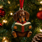 Dachshund Book Night Christmas Ornament