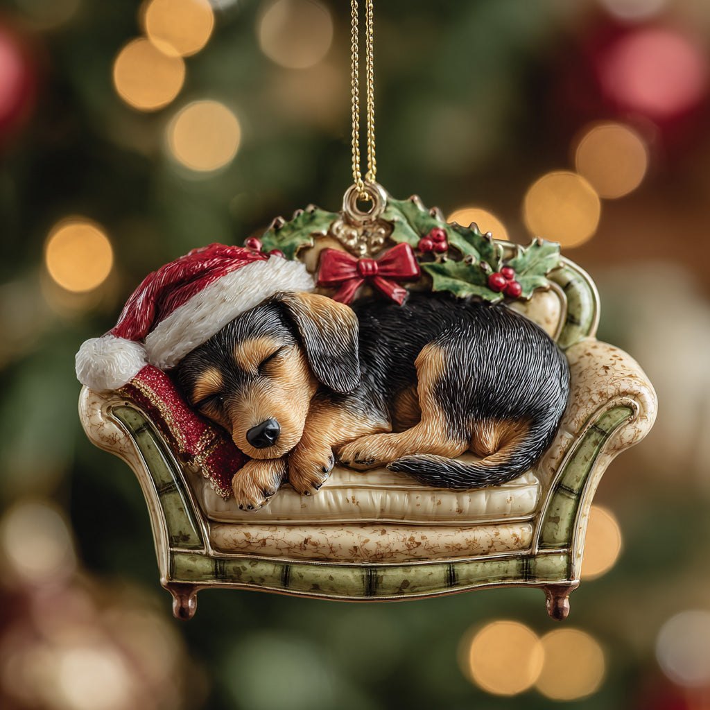 Dachshund on Cozy Christmas Ornament