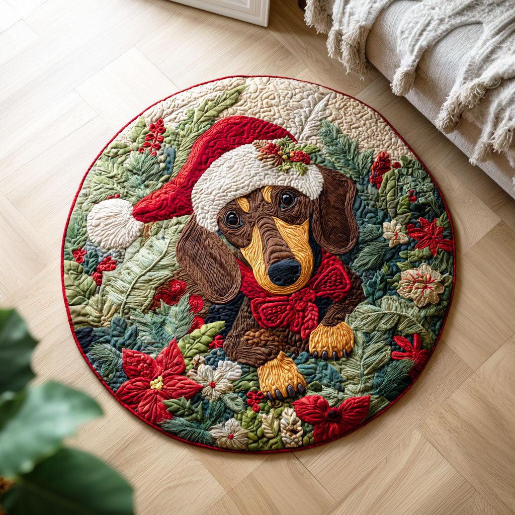 Dachshund Bells Round Mat Rug