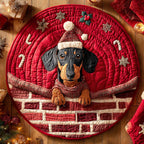 Dachshund Carol Round Mat Rug - washable non-slip printed rug