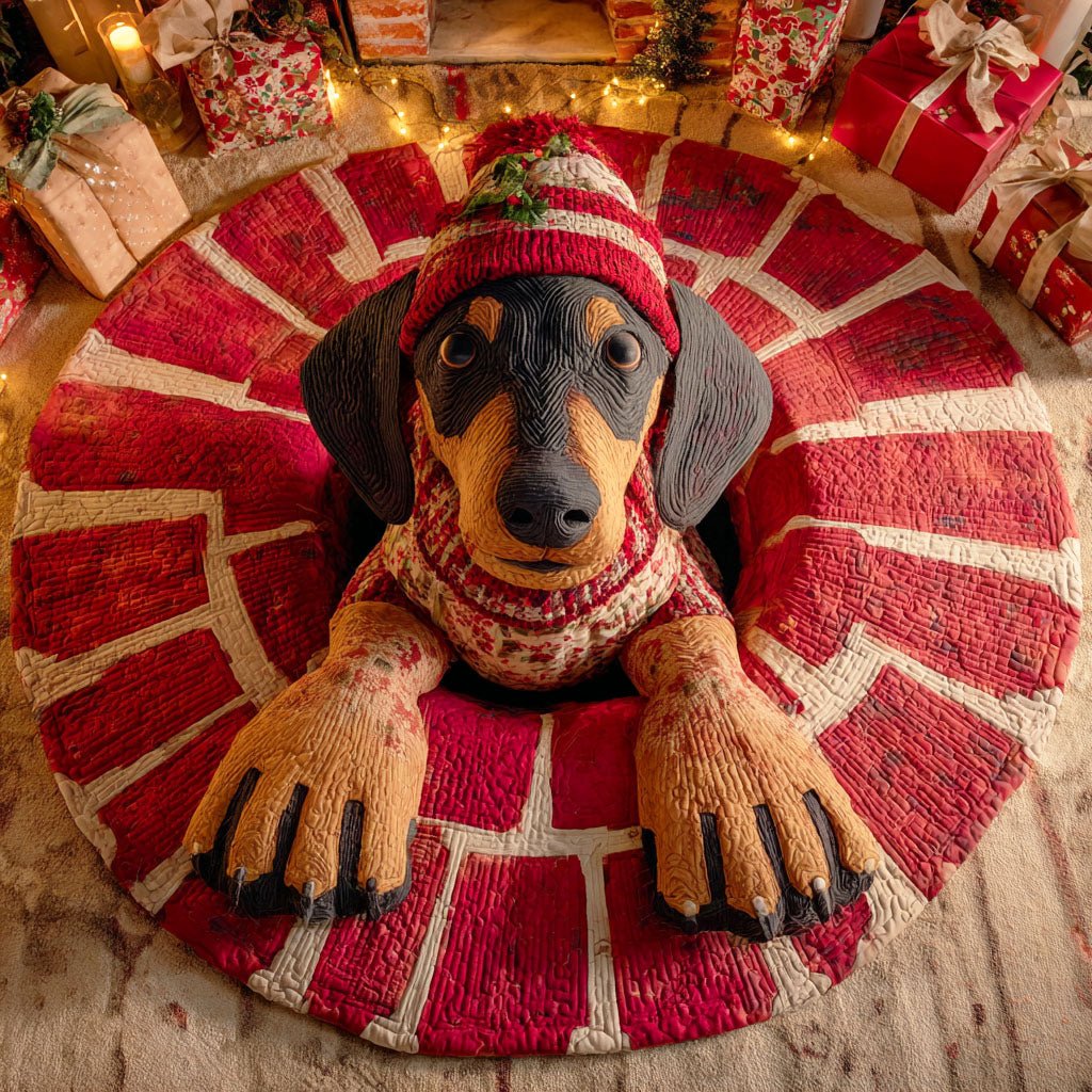 Dachshund Cheer Round Mat Rug - washable non-slip printed rug
