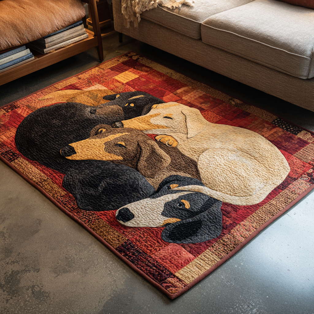 Dachshund Dreams area rug in a living room