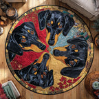 Dachshund Harmony Round Mat Rug - washable non-slip printed rug