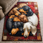 Dachshund Haven area rug in a living room