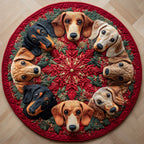 Dachshund Holiday Round Mat Rug - Nature Design | Serene Home Decor