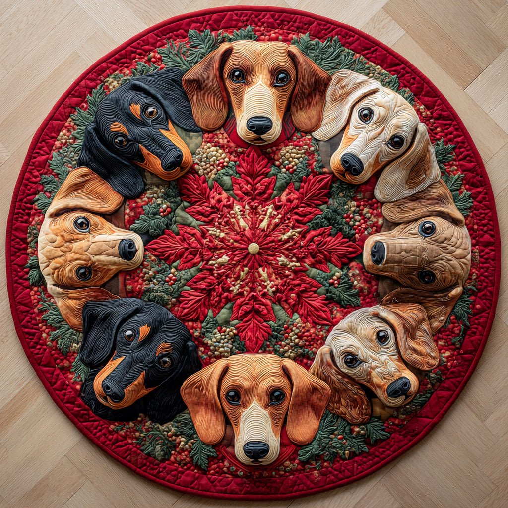 Dachshund Holiday Round Mat Rug - Nature Design | Serene Home Decor