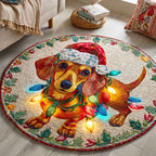 Dachshund Lights Round Mat Rug - washable non-slip printed rug