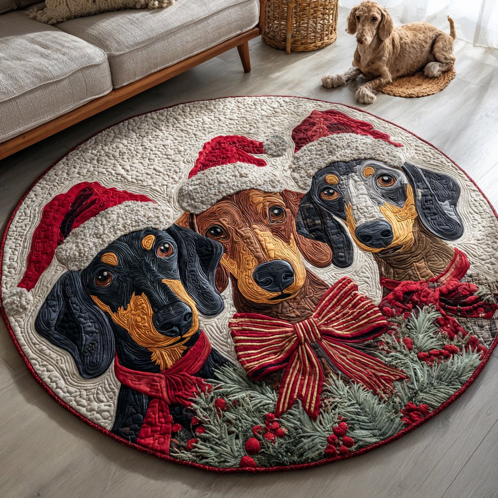 Dachshund Noel Round Mat Rug - Nature Design | Serene Home Decor