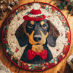 Dachshund Pine Round Mat Rug - washable non-slip printed rug