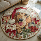 Dachshund Present Dog Round Mat Rug - washable non-slip printed rug