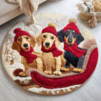 Dachshund Reindeer Christmas Round Mat Rug - washable non-slip printed rug