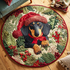 Dachshund Snowflake Round Mat Rug - washable non-slip printed rug