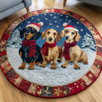 Dachshund Snowy Day Round Mat Rug - washable non-slip printed rug