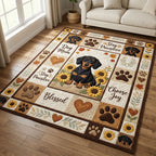 Dachshund Sunflower area rug in a living room