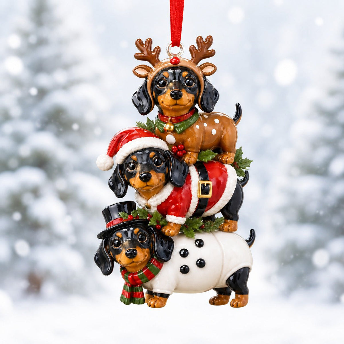 Dachshunds Crew Christmas Ornament