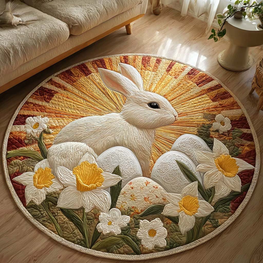 Daisy Dawn Round Mat Rug - washable non-slip printed rug
