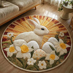 Daisy Dawn Round Mat Rug - washable non-slip printed rug