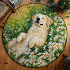 Daisy Dream Round Mat Rug - washable non-slip printed rug