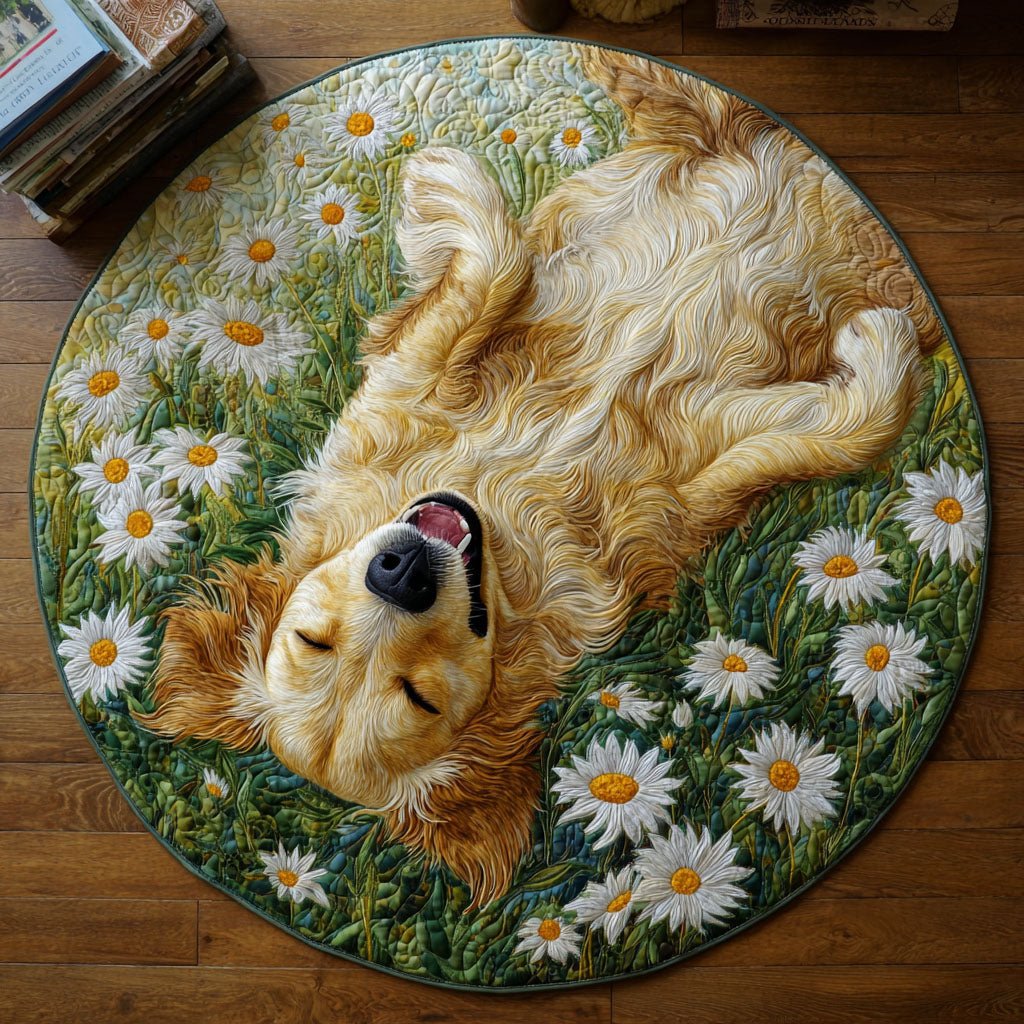 Daisy Glow Round Mat Rug - washable non-slip printed rug