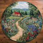 Daisy Road Round Mat Rug - washable non-slip printed rug