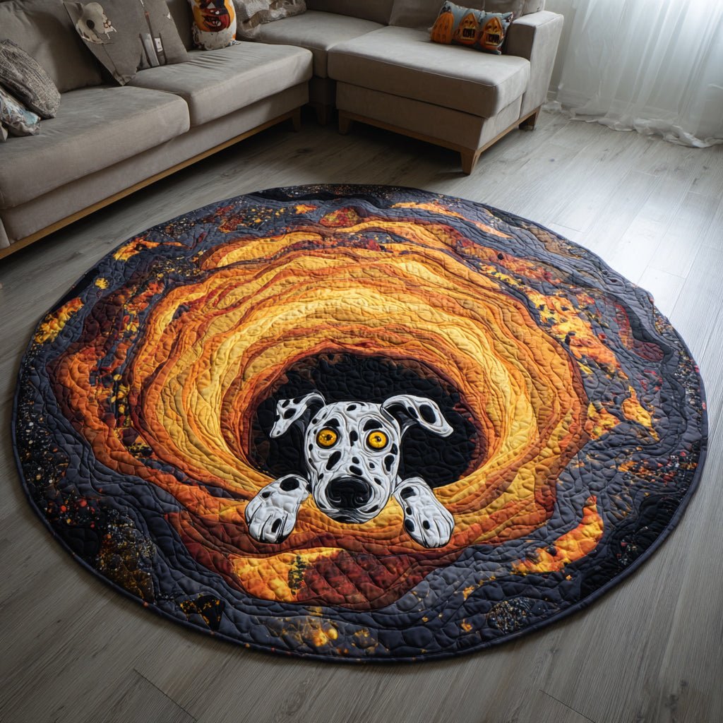 Dalmatian Fire Pit Round Mat Rug - washable non-slip printed rug