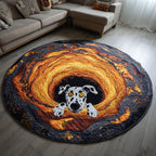 Dalmatian Fire Pit Round Mat Rug - washable non-slip printed rug